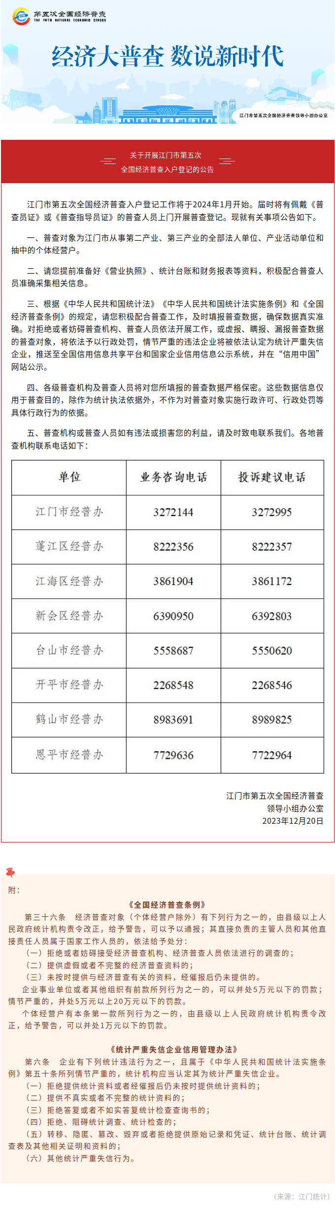 关于开展﻿开云电竞官方网站第五次全国经济普查入户登记的公告.png